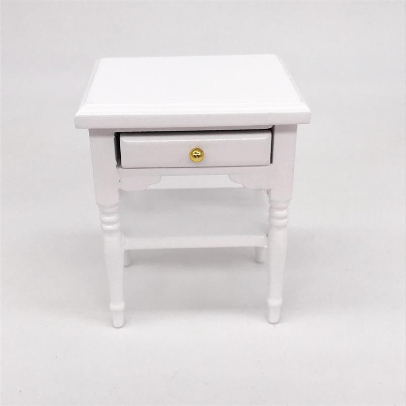 

1:12 Dollhouse Miniature White Bedside Table білий
