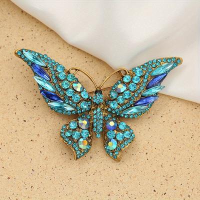 Luxury Elegant Rhinestone Butterfly Brooches Pins For Women Men