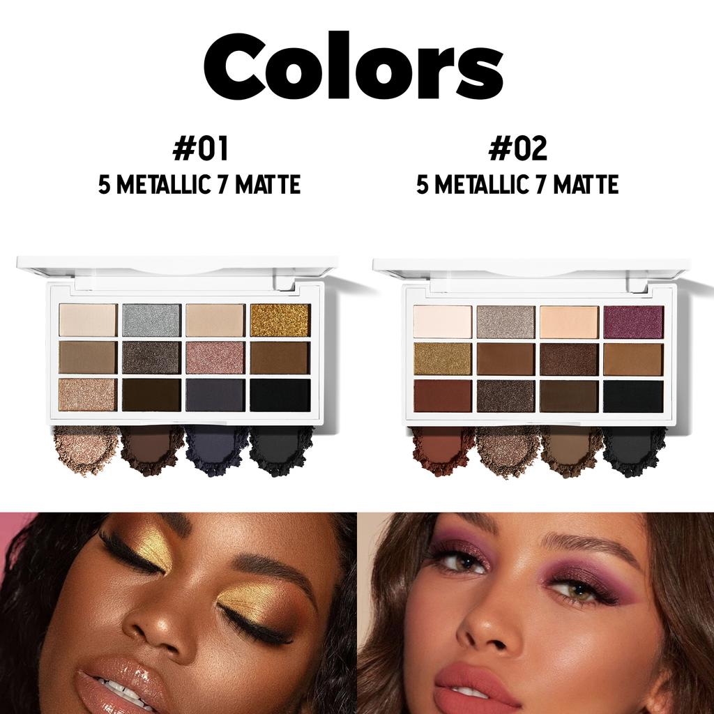 12-color Pink Eyeshadow Palette - Matte and Shiny Versions, Suitable for Both Day and Night, Long-lasting Waterproof Eyeshadow Palette