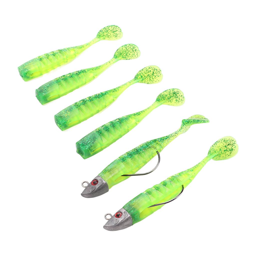 2 Sets Silicone Artificial Fishing Bait Soft Fishing Lure for Saltwater FreshwaterOil Green