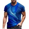 Summer Round Neck 3D Line Print Top Fashionable Casual Short Sleeved Men's T-shirts