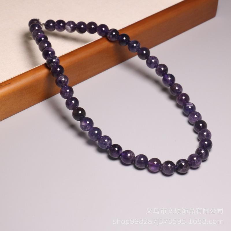 Purple Amethyst Beaded Necklace – Minimalist Boho Jewelry, Spiritual Protection Gift for Women