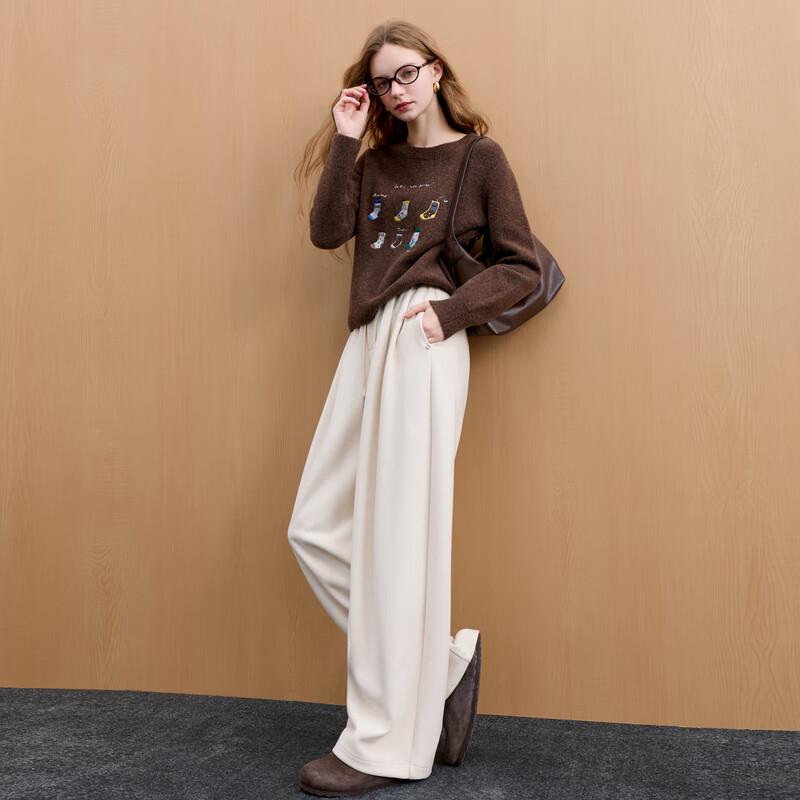 Sancai 2025 Winter High-Waist Wide-Leg Pants