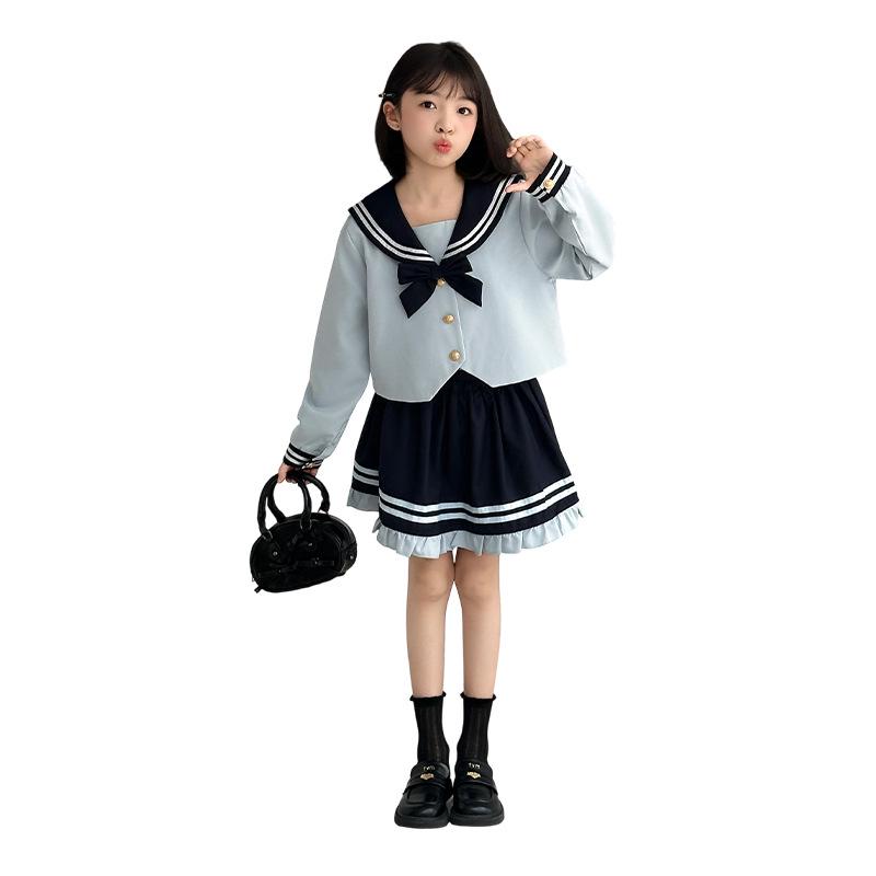 2025 Mädchen Frühling/Herbst Koreanische Matrosenuniform Rockset für Mittel- und Großkinder