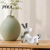 Modern Home Tabletop Accents Nordic Minimalist Resin Reindeer Figurine with Knitted Scarf, Cute Healing Deer Statue, Matte White Whimsical Animal