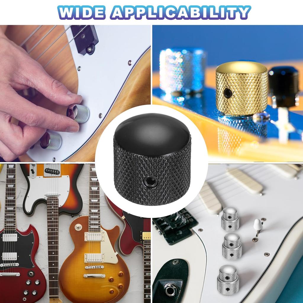 uxcell Set Metal Guitar Knobs Inch Universal Volume Tone Audio Control Dome Knobs Bass Speed Control Shaft Knobs Guitar Bass Accessories Wrench