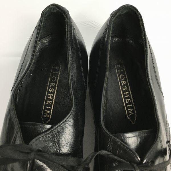 80s Vintage 1985 FLORSHEIM U-Tip Business Shoes Black Size 9.5D 27.0 Men's(USED)