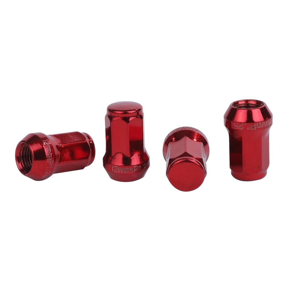 [Partools] Lock Nuts Red Car Tire Wheel Nuts M12 Short Nuts Lug Nuts Racing Nuts (20 Pieces, 1.25 Mm)
