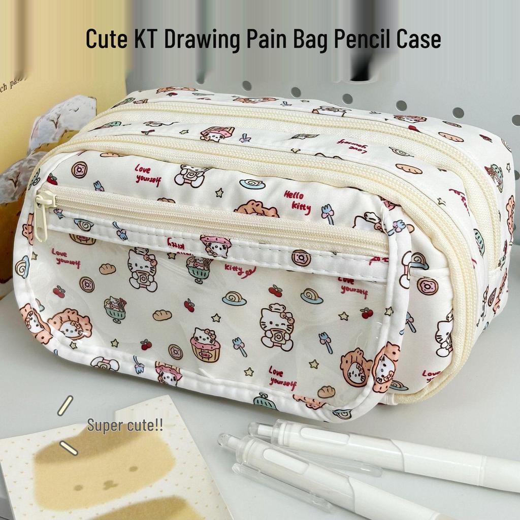 Cute Japanese-Style Bear Pencil Case - Large Capacity, Cartoon Anime Design