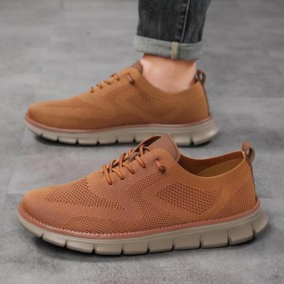 Lightweight Sports Shoes Lace-up Casual Men's Shoes Breathable Flying Woven Loafers