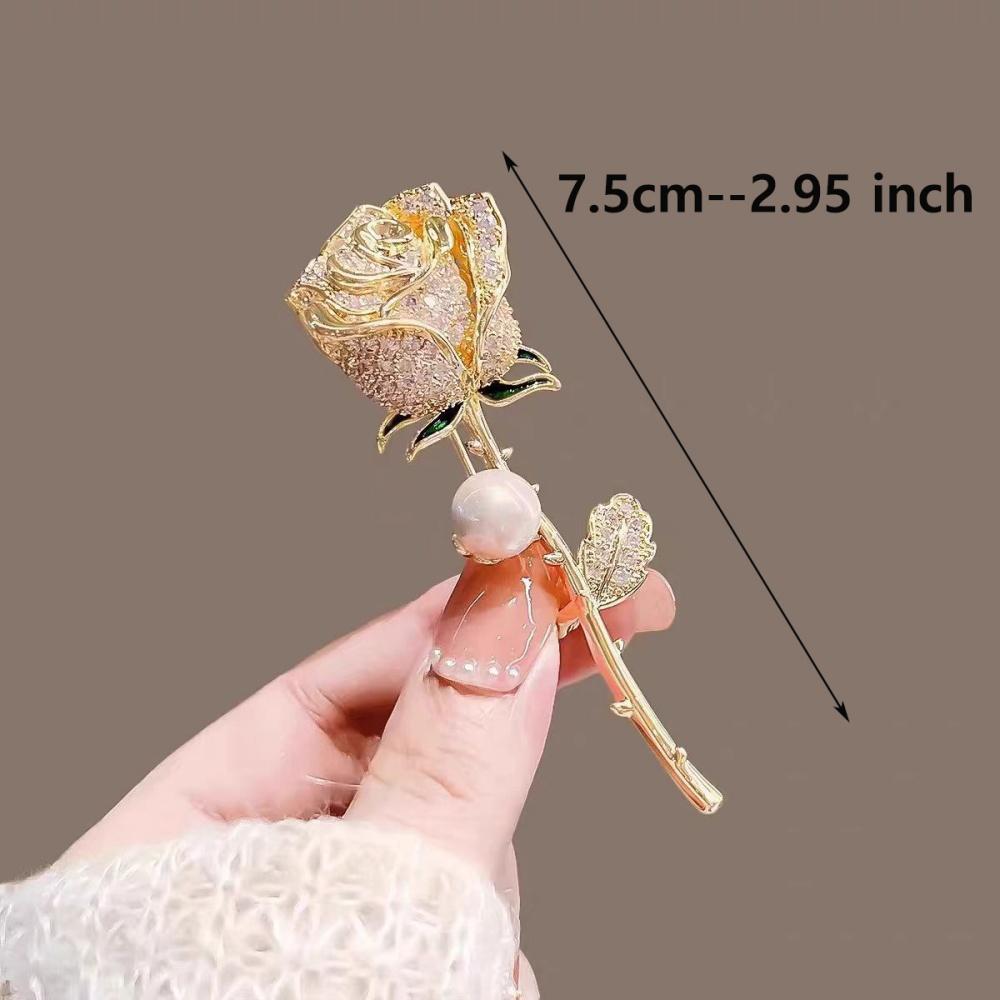 Fashion Crystal Tulip Flower Brooch Pins Shiny Women's Metal Brooches Alloy Pins Men Girls Party Badge Gifts