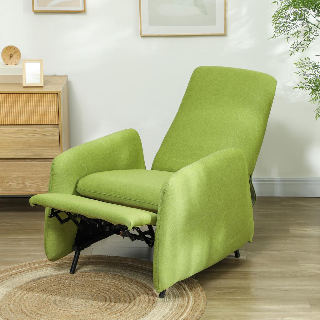Relax Reclining Armchair with Pull-Out Footrest, Spare Cover and Seat with Springs, Grey