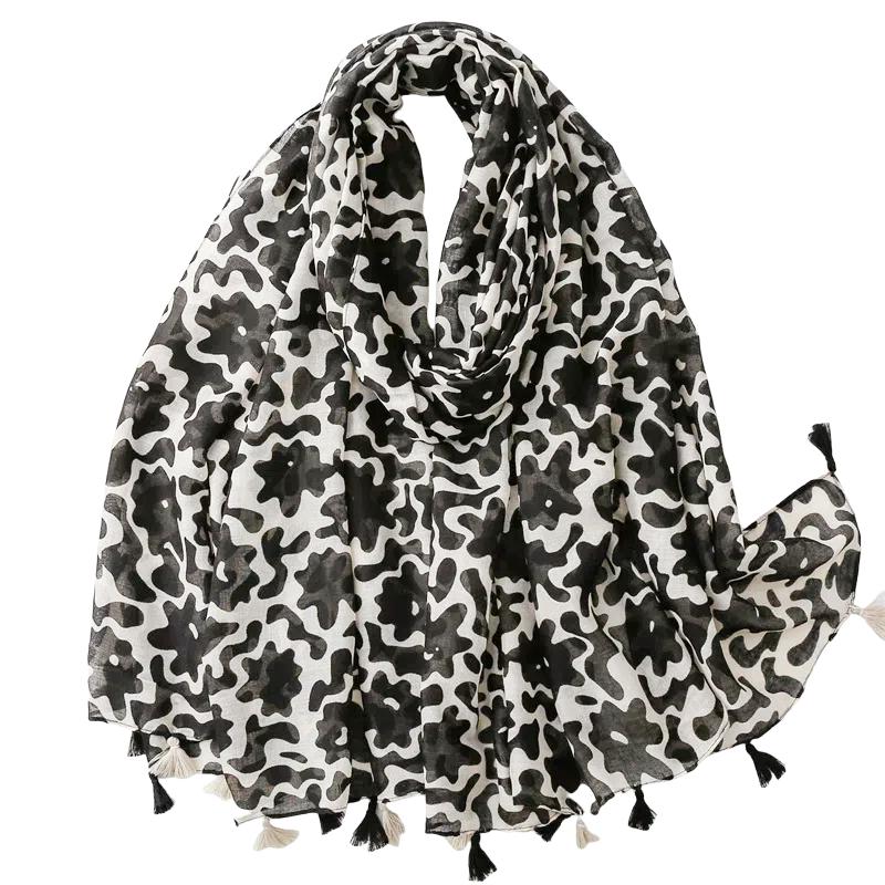 

Женский мягкий цветочный принт шаль шифоновый прозрачный шарф 180x85cm