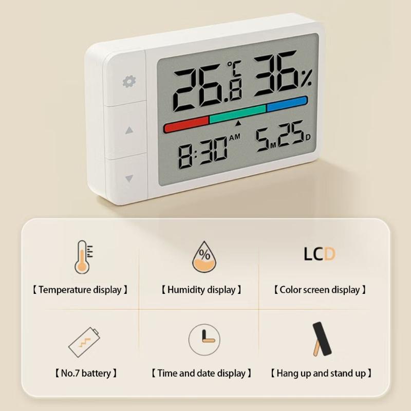 Compactly Indoor Digital Temperature Humidity Meter Monitors for Nursery Bedroom Featuring High Accuracy Sensors