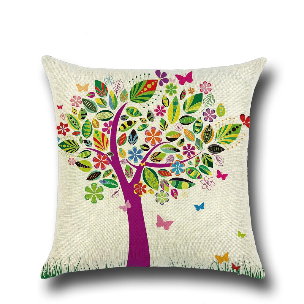 Fashionable Pillows Pastoral Fresh Cartoon Flower Tree Pattern Pillow Creative Home Pillow Case Does Not Include Core