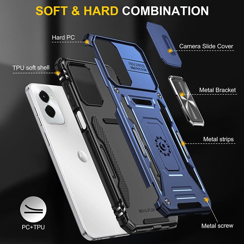 Armor Series For Motorola Moto G Stylus 5G (2024) Case PC+TPU Lens Protection Kickstand Phone Cover