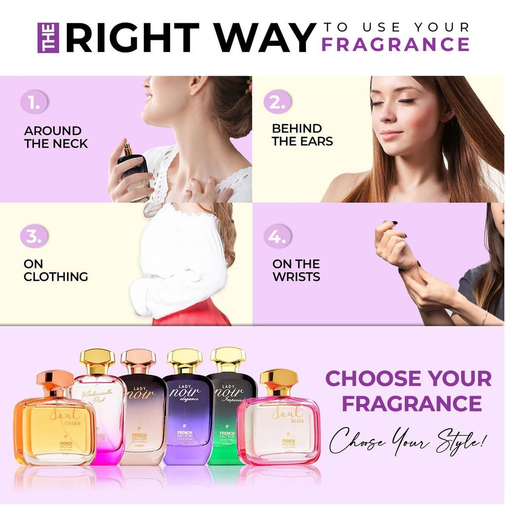 French Factor Lady Noir Perfume For Women With Floral Amber Notes Long Lasting Eau De Parfum Gift For Girls