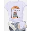 Printed T-shirt, Round Neck Short Sleeved T-shirt, Casual Daily Top, Women's Clothing