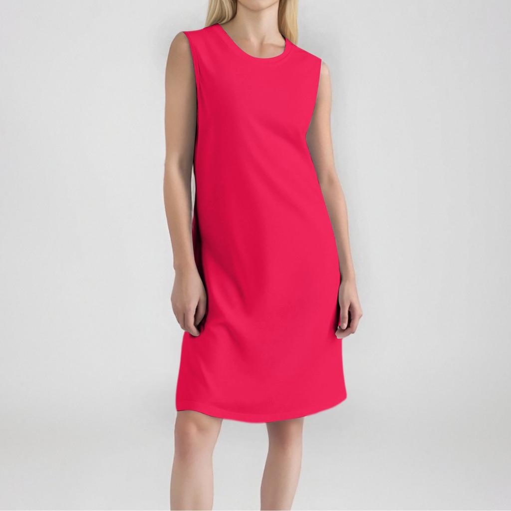 Women's Fashion Casual Color Round Neck Sleeveless Short Dress