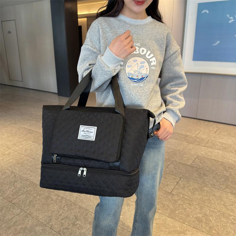 Home Clothes Storage Bag for Dry and Wet Separation Sports Foldable Fitness Yoga Bag Can Be Put On A Lever and Strap Shoe Compartment