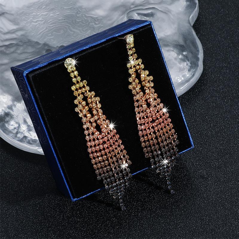 Simple and Versatile Shiny Diamond Long Fringed Earrings