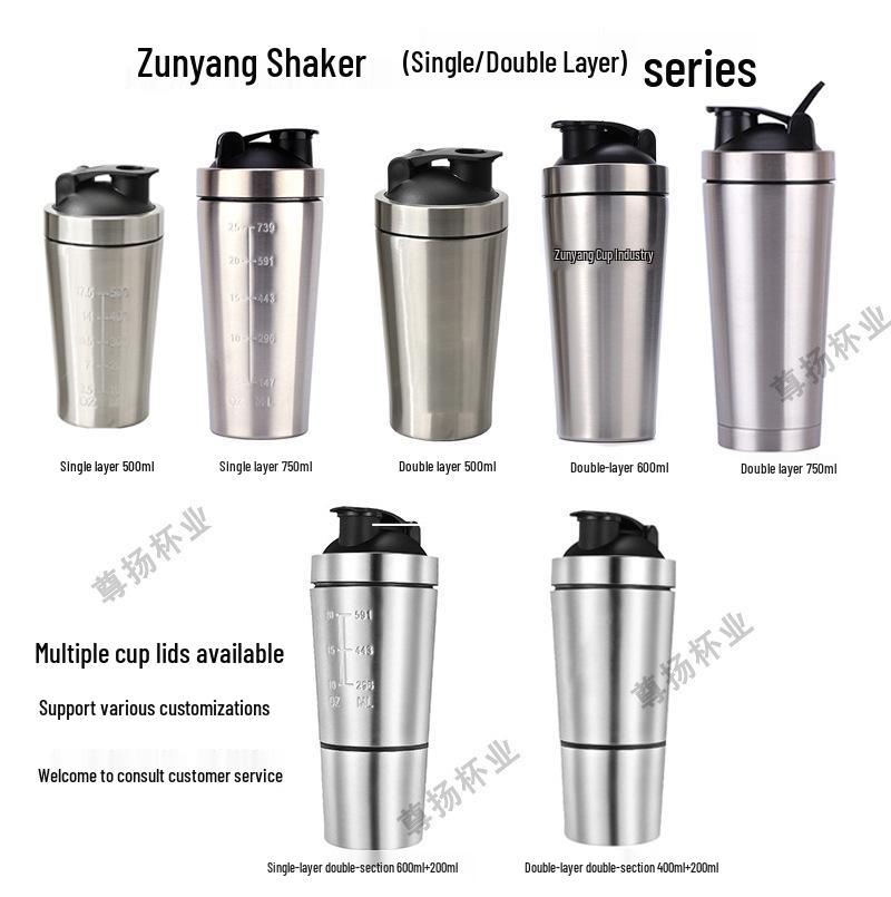 304 Stainless Steel Multifunctional Shaker Cup: Large-Capacity Protein Powder, Milkshake, and Water Bottle for Outdoor Fitness.