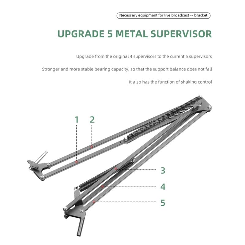 Portable Kits Microphone Desk Arm Stand Mount Smartphone Clip Mic Holder with Tripod Mic Arm 180 Degree Rotation