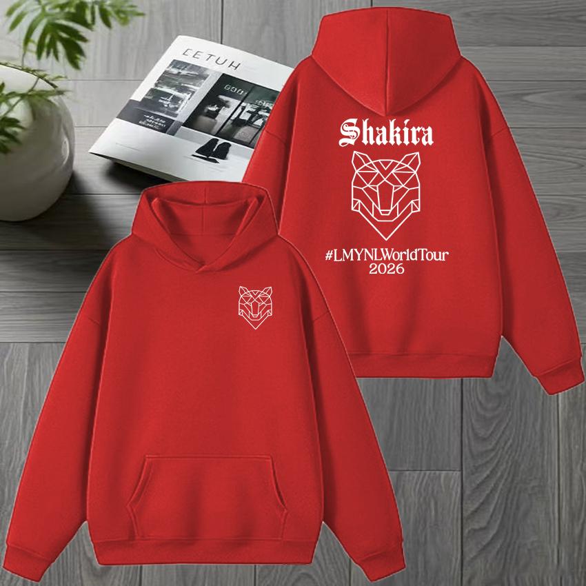 Vintage Singer Shakira World Tour 2026 Double Sided Print Long Sleeve Sweatshirt Men Women Oversized Pullover Fleece Loose Hoodie Unisex Tops
