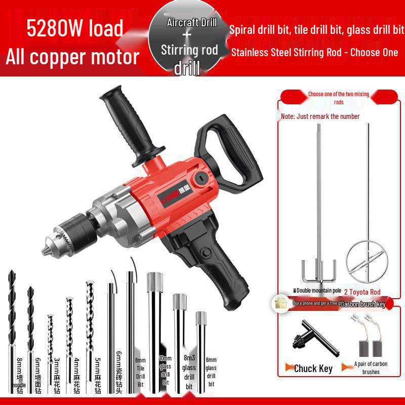 High-Power Electric Mixer for Paint, Putty, Cement, and Mortar