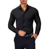Herren Muscle Fit Hemden Knitterfrei Langarm Freizeit Button-Down Hemden
