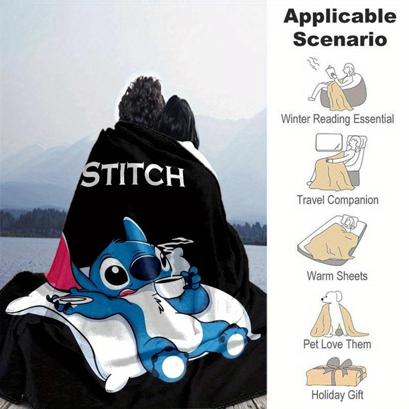 1pc Stitch Printing Blanket - Soft, All-Season Throw for Living Room, Beroom,Personalize Gift with Aorable Cartoon Esign