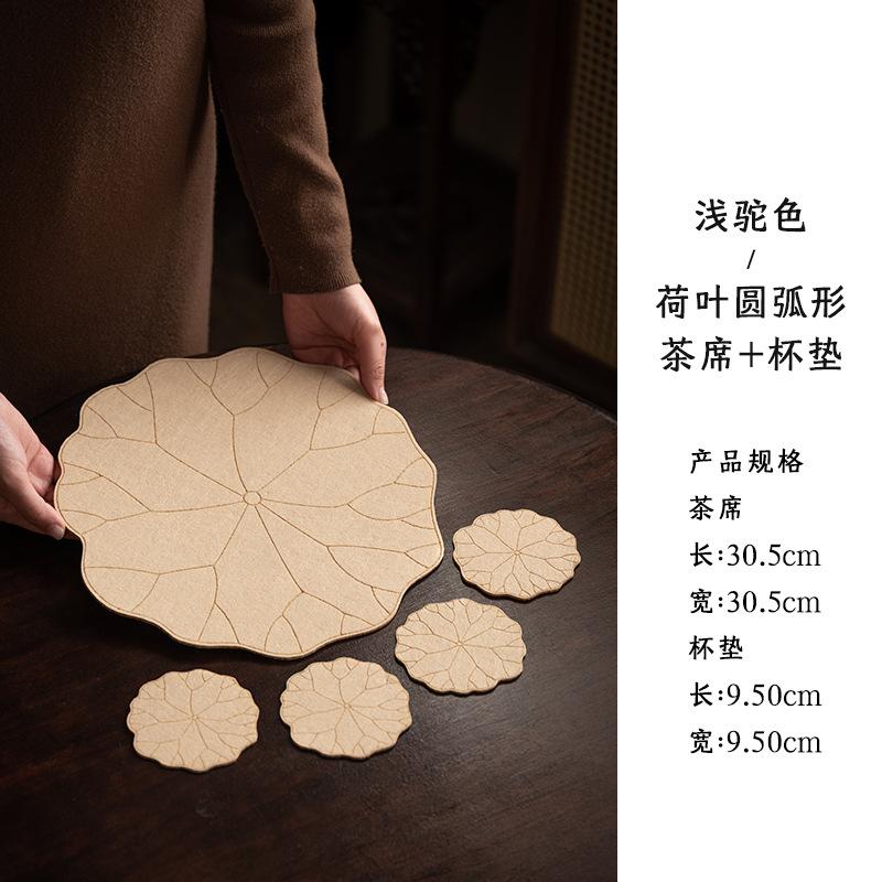 New Chinese cotton and linen lotus leaf coaster coaster home kitchen insulation mat storage mat tea mat