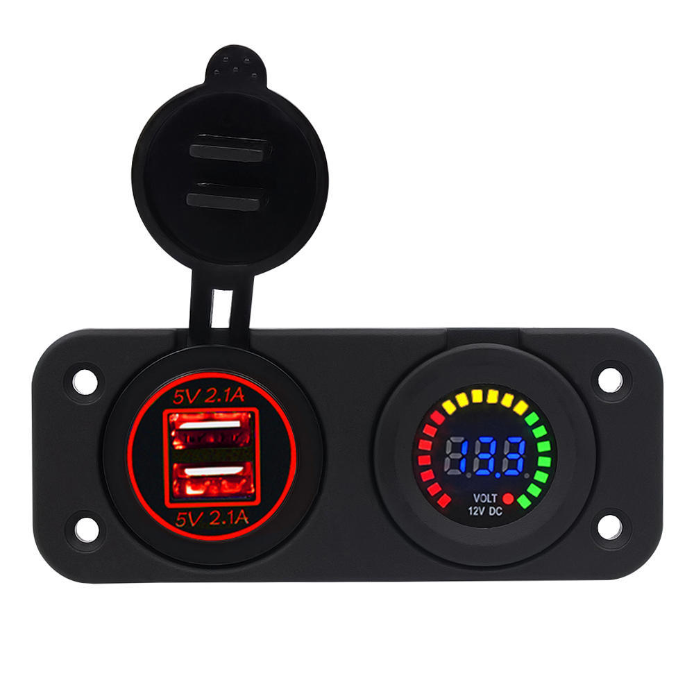 12 V LED Duel Auto 2 USB-Port Ladegerät mit DC Voltmeter Digital Auto/Motorrad/Boot Zigarettenanzünder Buchse Splitter