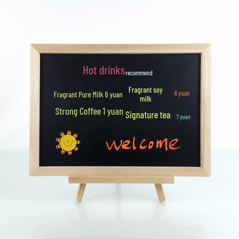 Single-Sided Magnetic Wooden Frame Blackboard with Stand for Street Stalls & Bar Counter Advertising