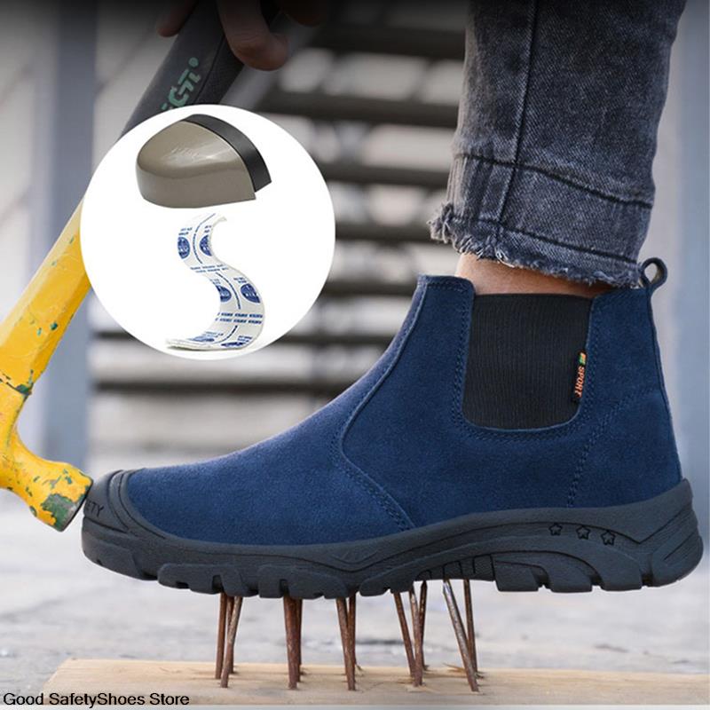 Men Welder Work Shoes Anti-Smash Protective Work Boots Steel Toe Safety Shoes Suede Indestructible Safety Boots Men Footwear