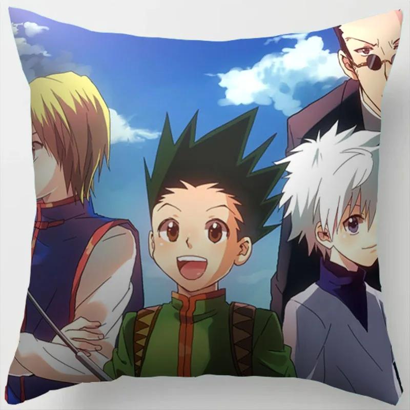 45CM Anime HUNTER Hisoka Kurapika Killua Zoldyck Druck Kissenbezug Wohnzimmer Zuhause Sofa Auto Dekoration Kissenbezug Kissenbezug