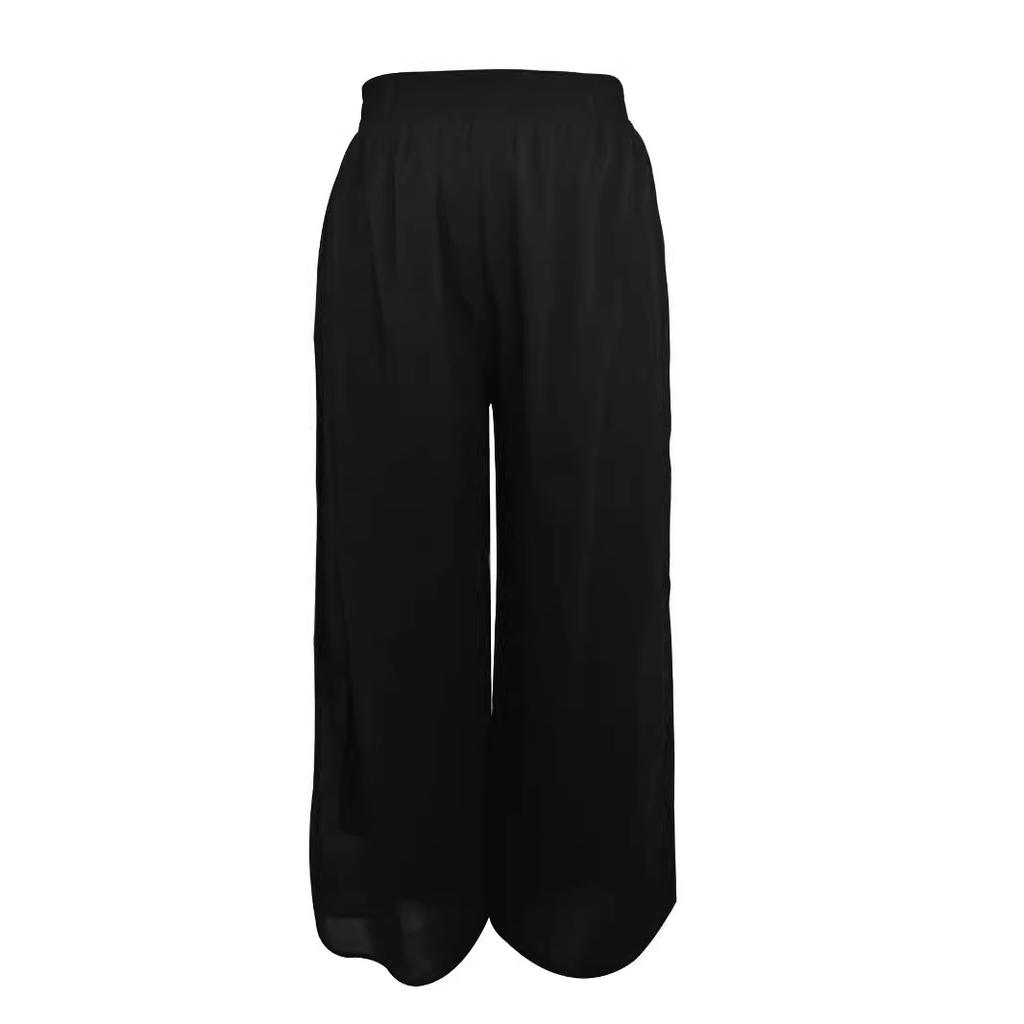Neue Damen Chiffon Weite Hosen, Lockerer Schnitt Elastische Taille Lässige Hosen für Frühling Sommer Mode