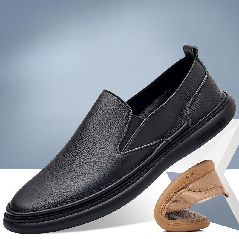 Pánské slip-on mokasíny z pravé kůže, vrchní vrstva hovězí kůže, prodyšné, pohodlné, ležérní boty, bílé tenisky, obuv
