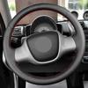 DIY Black Leather Interior Steering Wheel Cover For Smart Fortwo 451 2009-2015