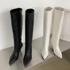 Design Pointed Toe Women Knee-High Boots Designer Party Dress Street Long Booties Thin Low Heels Shoes