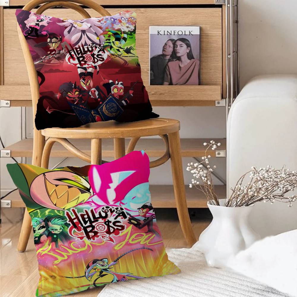 Capa de Almofada Cartoon H-Helluva Boss Personalizada Decoração Quarto Festa Infantil Fronha Presente Aniversário Crianças