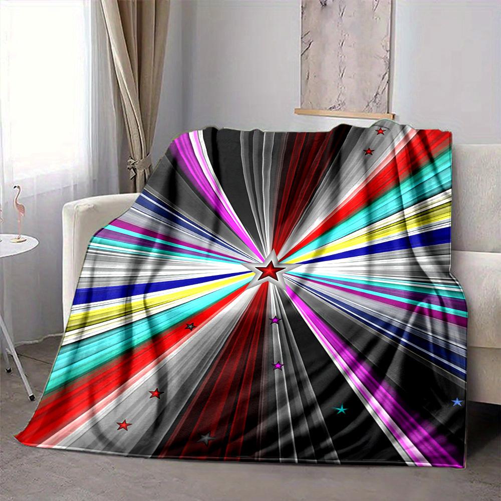 1pc Starburst Spectrum Blanket, Lightweight Flannel Throw Blanket for Sofa, Bed, Travel, Camping, Living Room, Office, Couch, Chair, and Bed