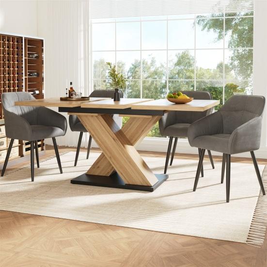 Telescopic Dining Table Heavy Duty Kitchen Table 60Kg Max Bearing Minimalist Style Pull Out Extendable Table for Dining Room