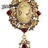 Anti-slip Brooch Women Retro Victorian Human Profile Rhinestone Decor Hollow