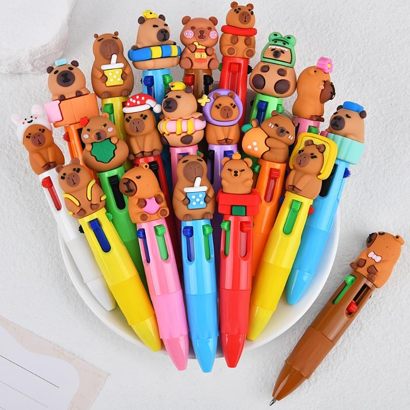 1Pc Cartoon Cute Capybara Four-Color Mini Ballpoint Pen Multicolor Press Writing Pens School Supplies Gifts