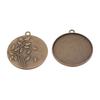 Metal Vintage Owl Pendant Charms Bezel Base Fit 30mm 35mm Flat Frames For Resin Art
