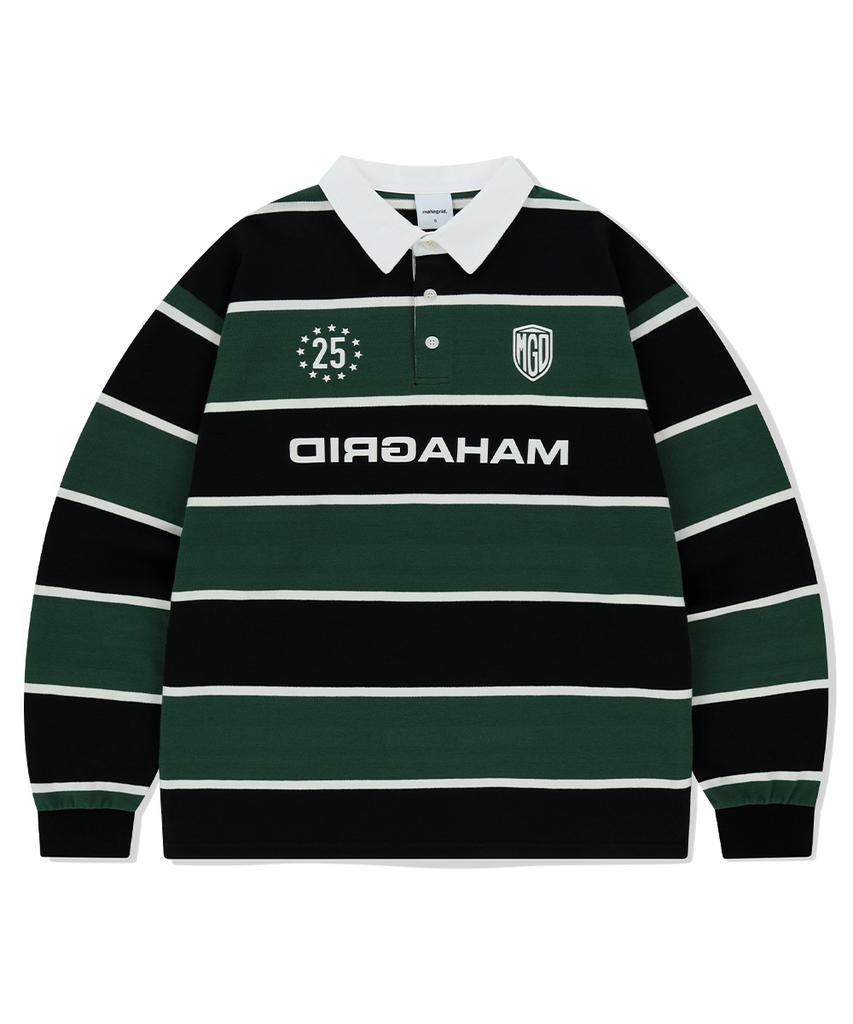 MAHAGRID Stripe Rugby Shirt Green(Mg2Fsmm550A)
