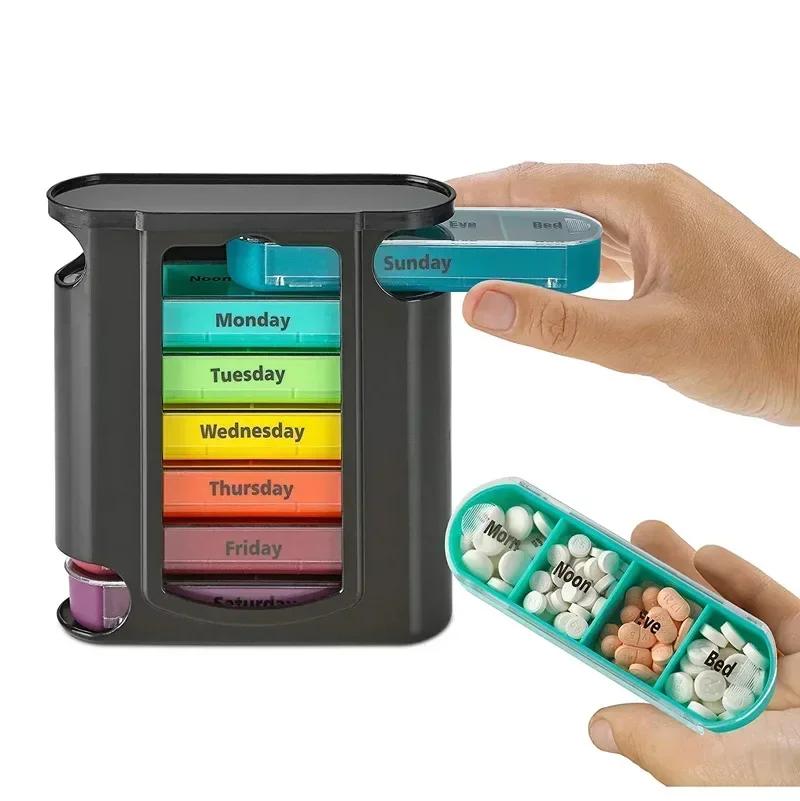 

7 Days Medicine Medical Pill Box 28 Grids Weekly Pill Case Storage Box Travel Medicine Box Holder Tablet Organizer Pill Cases