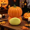 Decorative Cartoon Resin Figures Halloween Pumpkin Duck Ornament, Stacked Yellow Art for Home Entrance Figurines, Cute Mini Desktop Decor Party