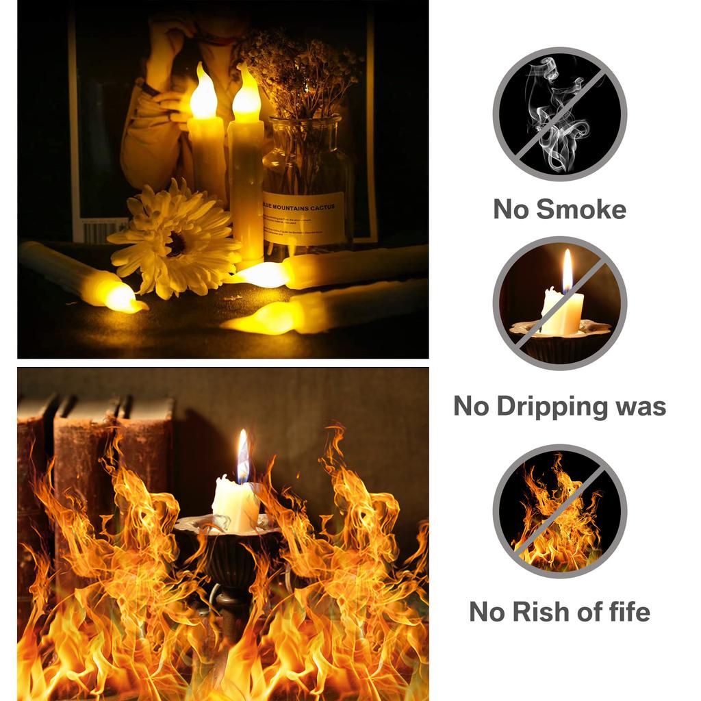 Flameless Taper Candles with or without Remote Control Battery Operated Taper Candles Flickering LED Candlesticks for Halloween